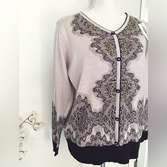 Pullover Faux Cardigan w/ Lace Pattern - NWT - Picture 5 of 15